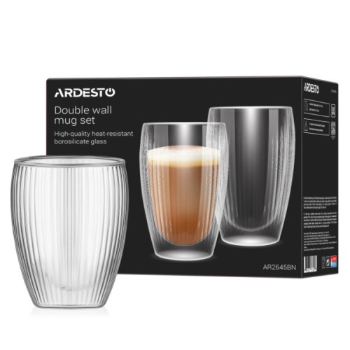 Набір склянок Ardesto 450мл, 2шт, боросилікатне скло, прозорий (AR2645BN)