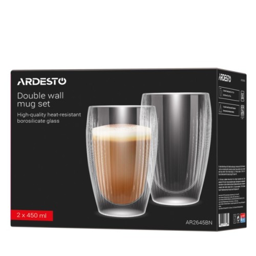 Набір склянок Ardesto 450мл, 2шт, боросилікатне скло, прозорий (AR2645BN)