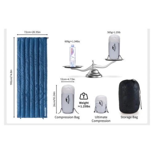 Спальний мішок Naturehike з натуральним пухом CWM295 CNK2300SD013, блакитний (6976023920899)