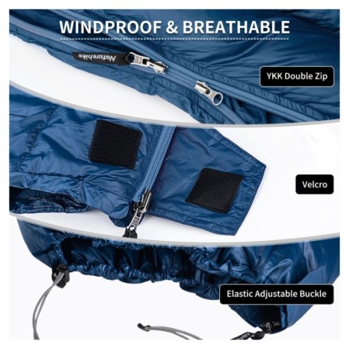 Спальний мішок Naturehike з натуральним пухом CWM295 CNK2300SD013, блакитний (6976023920899)