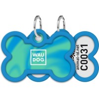 Адресник для тварин WAUDOG Smart ID з QR паспортом "Градієнт блакитний", кістка 40х28 мм (231-4036)