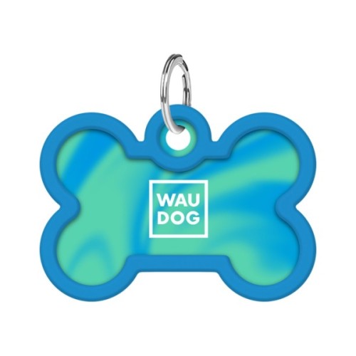 Адресник для тварин WAUDOG Smart ID з QR паспортом "Градієнт блакитний", кістка 40х28 мм (231-4036)