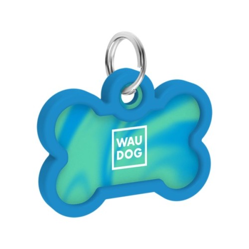 Адресник для тварин WAUDOG Smart ID з QR паспортом "Градієнт блакитний", кістка 40х28 мм (231-4036)