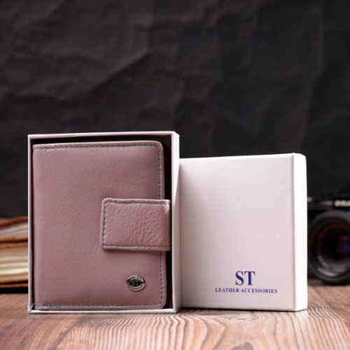 Гаманець ST Leather З натуральної шкіри Бежевий (19439)