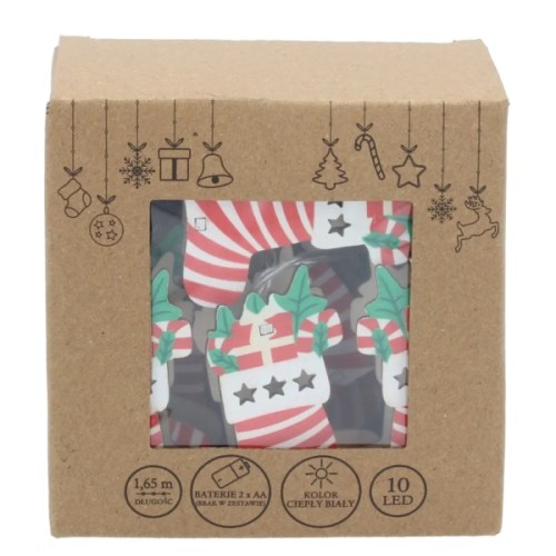 Гірлянда Chomik Шкарпетка новорічна 1.65 м 10 LED Теплий білий (5900779854093)