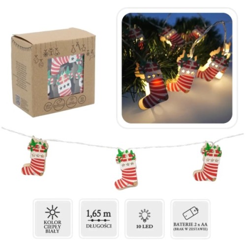 Гірлянда Chomik Шкарпетка новорічна 1.65 м 10 LED Теплий білий (5900779854093)