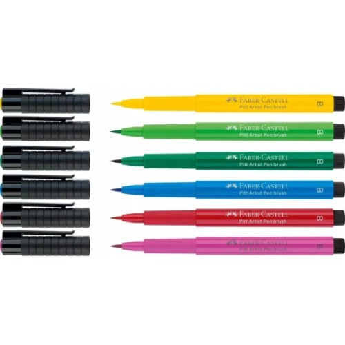 Лайнер Faber-Castell набір капілярних ручок пензликів PITT Artist Pens Brush Springtime, 6 кольорів (32107)