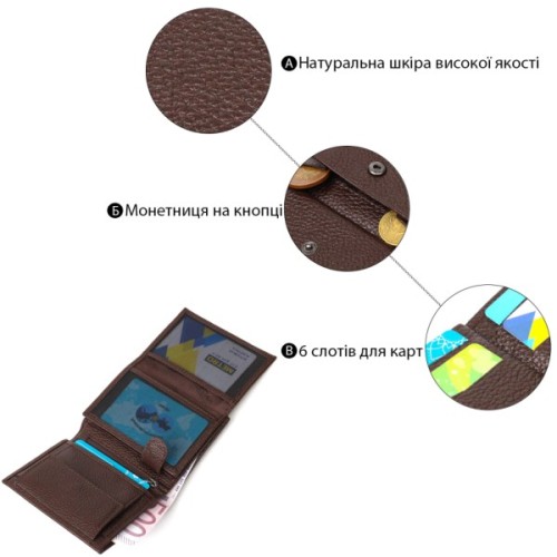 Гаманець Bond Accessories З натуральної зернистої шкіри Коричневий (21989)