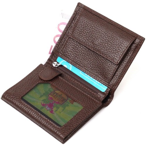 Гаманець Bond Accessories З натуральної зернистої шкіри Коричневий (21989)