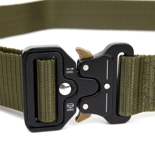 Ремінь Vintage Текстильний з чорною пряжкою Хакі (20549)