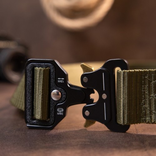 Ремінь Vintage Текстильний з чорною пряжкою Хакі (20549)