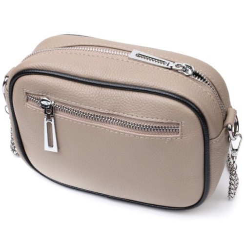 Сумка Vintage Жіноча вечірня на ланцюжку з натуральної шкіри Бежева (22381)