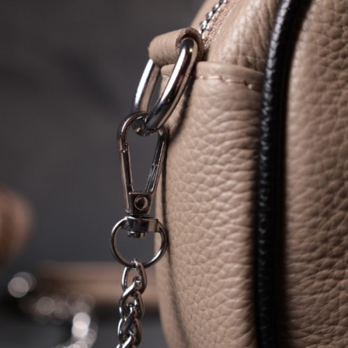 Сумка Vintage Жіноча вечірня на ланцюжку з натуральної шкіри Бежева (22381)