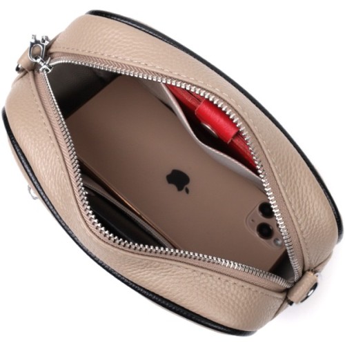 Сумка Vintage Жіноча вечірня на ланцюжку з натуральної шкіри Бежева (22381)