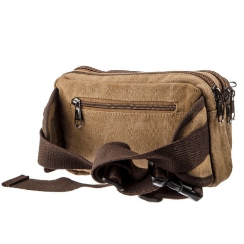 Сумка Vintage Бананка текстильна на пояс Коричнева (20160)