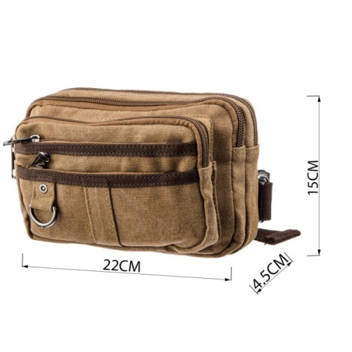 Сумка Vintage Бананка текстильна на пояс Коричнева (20160)