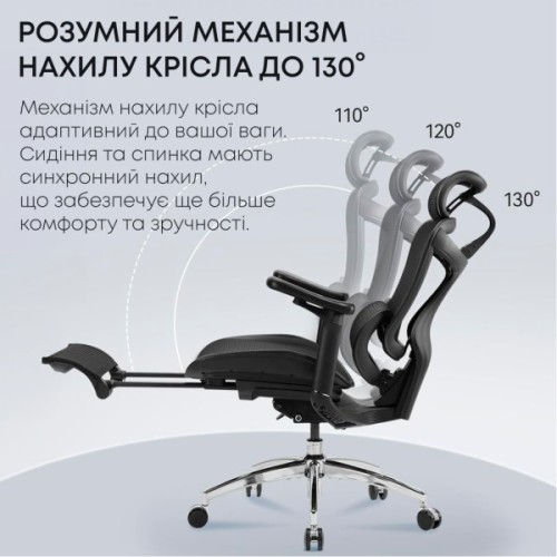 Офісне крісло Sihoo з підставкою для ніг DORO C300L Mesh Black with footrest (DORO-C300L-A3-101-JT)