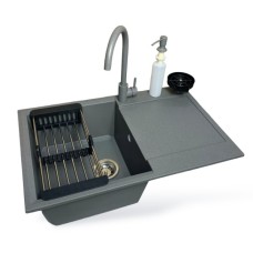 Мийка кухонна Adamant Horizon сірий + змішувач + дозатор (1824296901504)