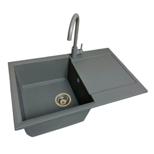 Мийка кухонна Adamant Horizon сірий + змішувач + дозатор (1824296901504)