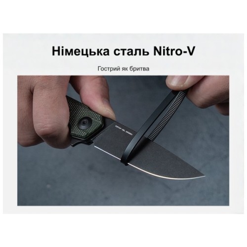 Ніж Civivi Navo, Green Micarta,Black Stonewash (C25015A-2)