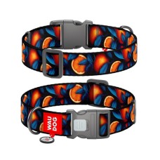 Нашийник для тварин WAUDOG Nylon з QR паспортом "Апельсини" пластиковий фастекс XXL (284-4054)