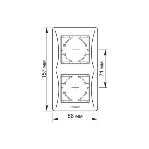 Рамка Videx BINERA срібний шовк 2 пости (VF-BNFR2V-SS)