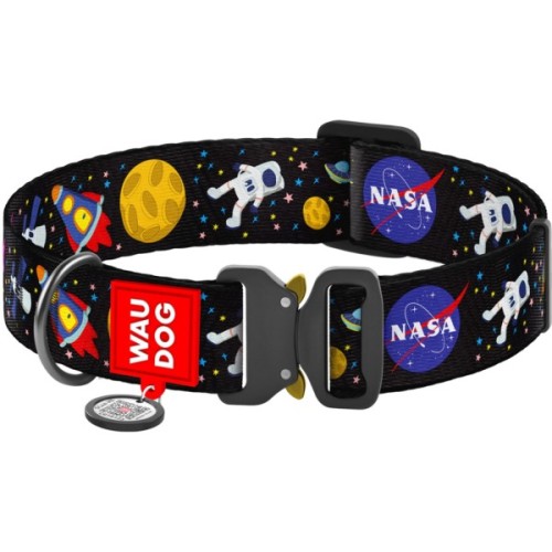 Нашийник для тварин WAUDOG Nylon з QR паспортом "NASA" металева пряжка-фастекс XXL (4535-0047)