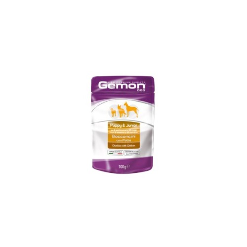 Вологий корм для собак Gemon Dog Wet Puppy&Junior шматочки з куркою 100 г (8009470300636)