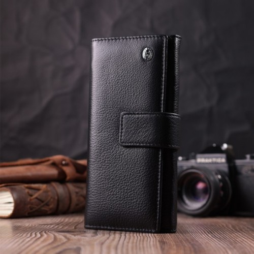 Гаманець ST Leather З натуральної шкіри Чорний (22548)