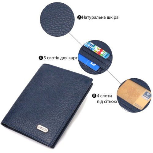 Гаманець Canpellini З натуральної шкіри Флотар Синій (21872)