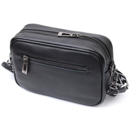 Сумка Vintage Жіноча з плетіннями з натуральної шкіри Чорна (22406)