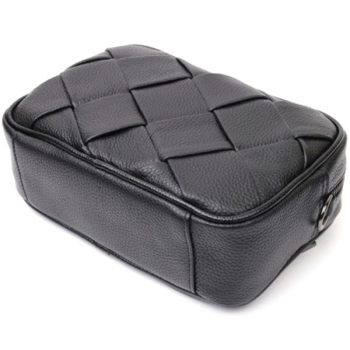 Сумка Vintage Жіноча з плетіннями з натуральної шкіри Чорна (22406)