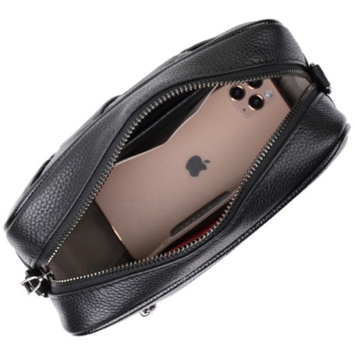 Сумка Vintage Жіноча з плетіннями з натуральної шкіри Чорна (22406)