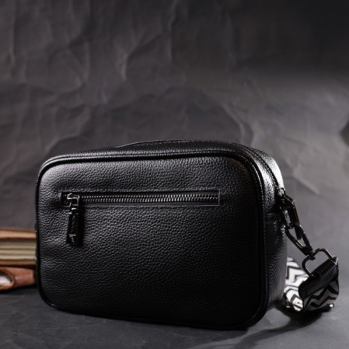 Сумка Vintage Жіноча з плетіннями з натуральної шкіри Чорна (22406)