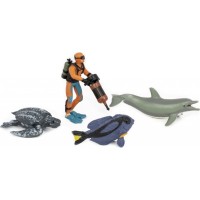 Фігурка Kids Team Морські мешканці: блакитний хіруг, морська черепаха, дельфін, аквалангіст (Q9899-P25_1)