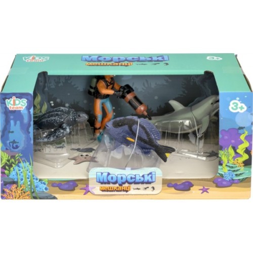 Фігурка Kids Team Морські мешканці: блакитний хіруг, морська черепаха, дельфін, аквалангіст (Q9899-P25_1)