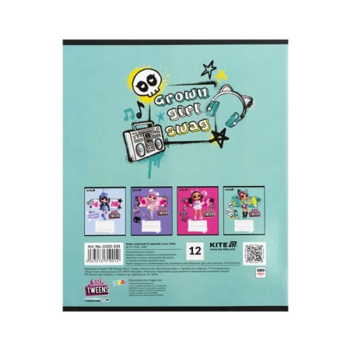 Зошит Kite LOL, 12 аркушів, коса лінія (LO25-235)