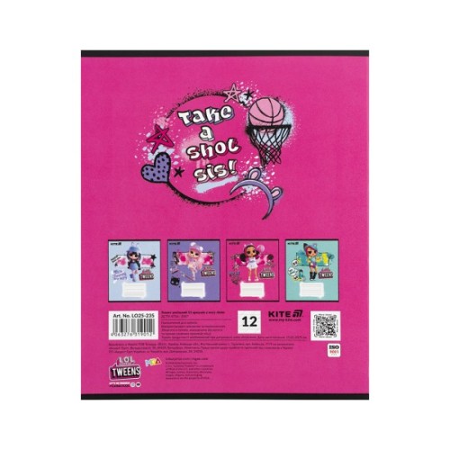 Зошит Kite LOL, 12 аркушів, коса лінія (LO25-235)