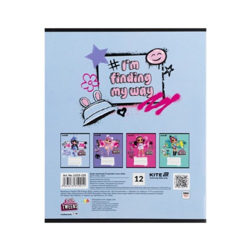Зошит Kite LOL, 12 аркушів, коса лінія (LO25-235)