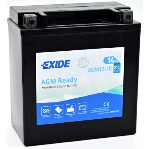 Акумулятор автомобільний EXIDE Мото Ready AGM 14Ah (+/-) (215EN) (AGM12-15)