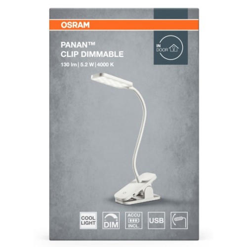 Настільна лампа Osram PANAN CLIP SQUARE DIM USB WT (4099854507496)