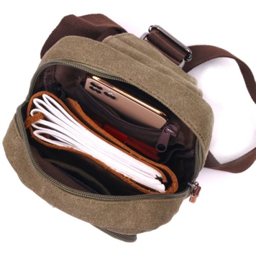 Сумка Vintage Чоловіча через плече з текстилю Оливкова (21231)