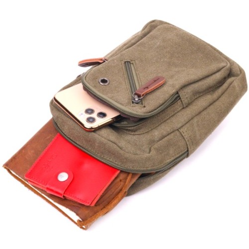 Сумка Vintage Чоловіча через плече з текстилю Оливкова (21231)