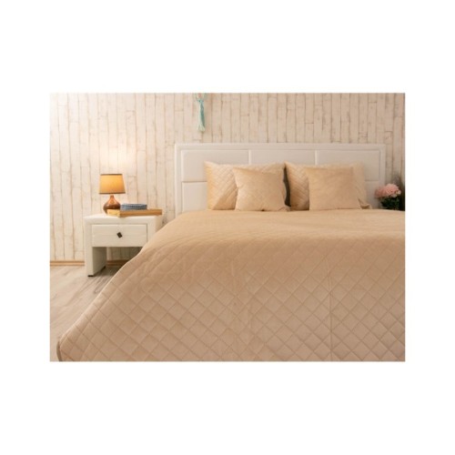 Покривало Руно двостороннє декоративне Velour Beige ромб 180х220 см (340.55_Beige ромб)