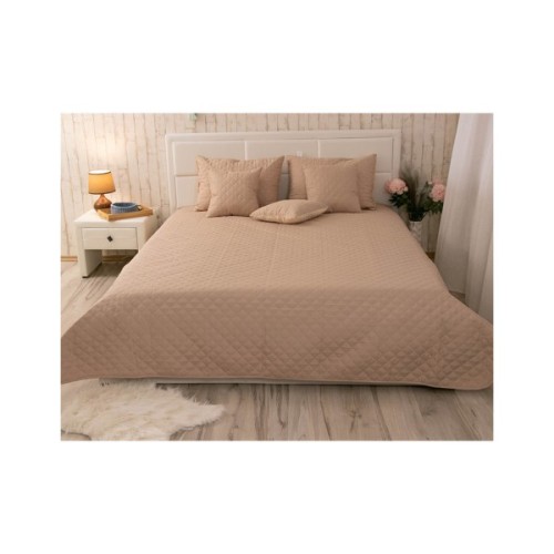 Покривало Руно двостороннє декоративне Velour Beige ромб 180х220 см (340.55_Beige ромб)