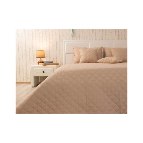 Покривало Руно двостороннє декоративне Velour Beige ромб 180х220 см (340.55_Beige ромб)