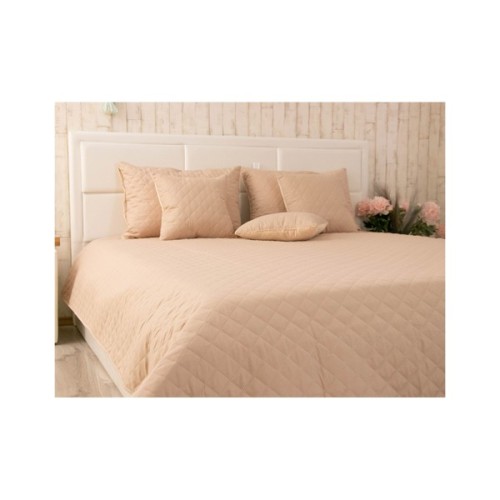 Покривало Руно двостороннє декоративне Velour Beige ромб 180х220 см (340.55_Beige ромб)