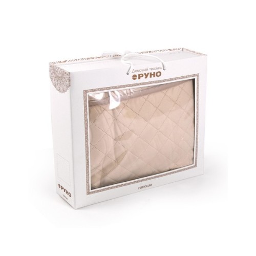 Покривало Руно двостороннє декоративне Velour Beige ромб 180х220 см (340.55_Beige ромб)