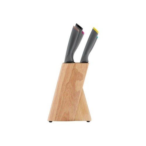 Набір ножів Tefal Fresh Kitchen, дерев'яна колода, 5шт, нержавіюча сталь, чорний (K122S504)