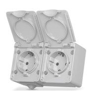 Розетка Videx BINERA IP65 зовнішня 2ая із заземленням сіра (VF-BNW22G-G)